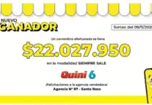 ¡Un vecino de Santa Rosa ganó más de 22 millones de pesos en el Quini 6!