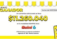 Un correntino de Monte Caseros ganó más de $11 millones de pesos en el Quini 6
